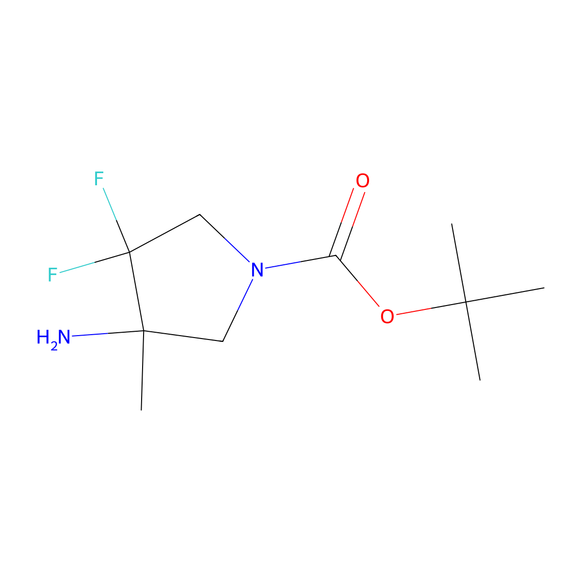 Tert-butyl 3-amino-4,4-difluoro-3-methylpyrrolidine-1-carboxylate molecular structure, CAS 2613385-90-1