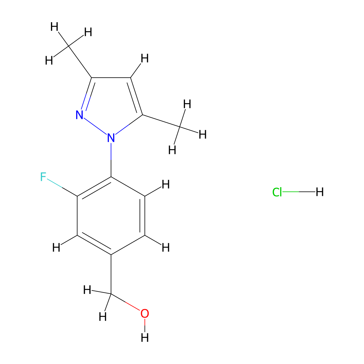 [4-(3,5-dimethyl-1H-pyrazol-1-yl)-3-fluorophenyl]methanol hydrochloride molecular structure, CAS 2613385-97-8