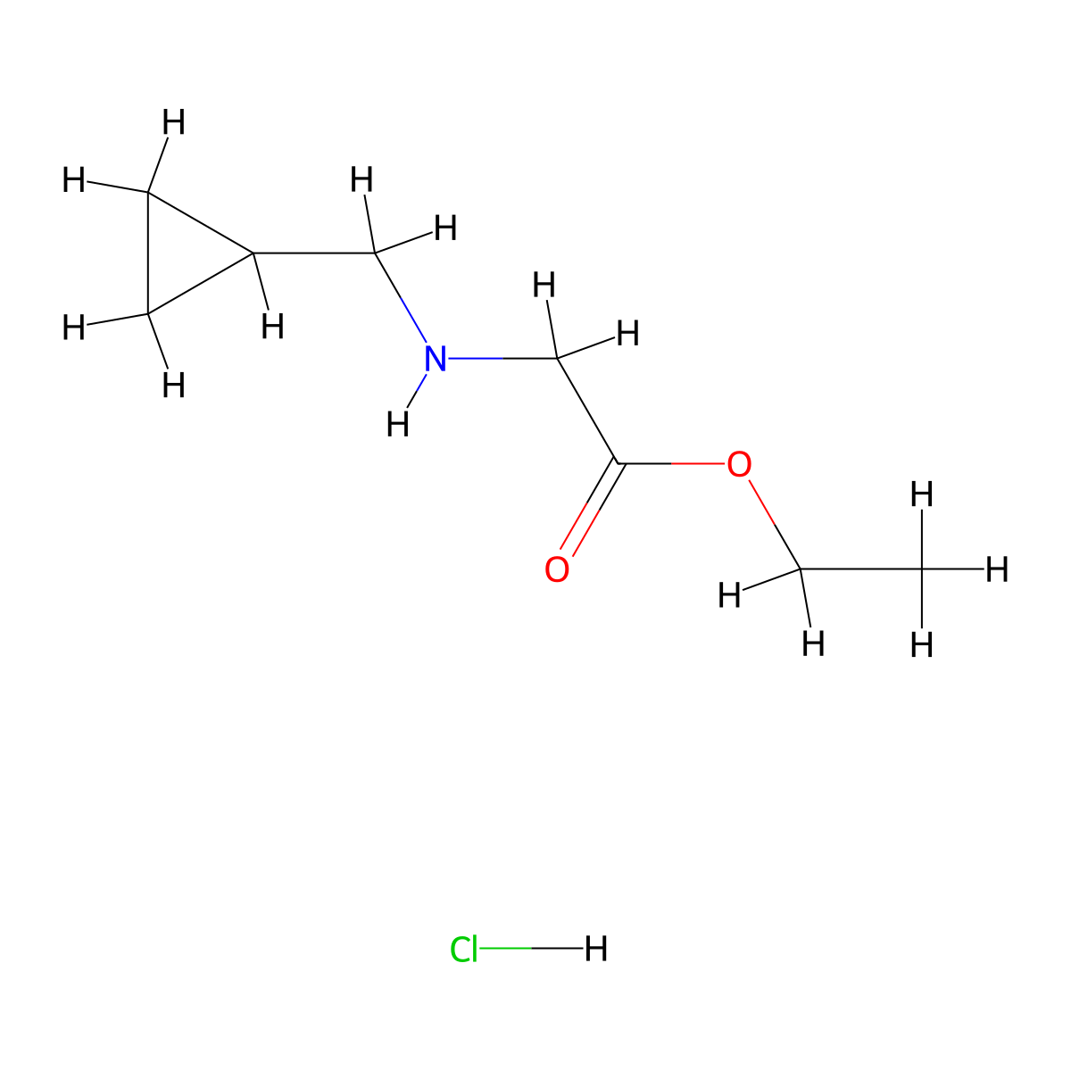Ethyl2-[(cyclopropylmethyl)amino]acetatehydrochloride molecular structure, CAS 2613385-98-9