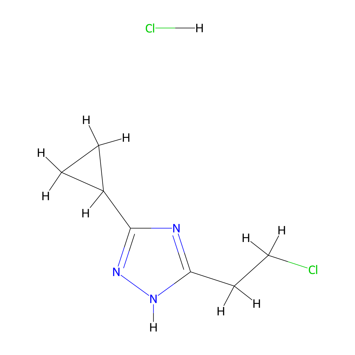 3-(2-chloroethyl)-5-cyclopropyl-4H-1,2,4-triazolehydrochloride molecular structure, CAS 2613386-19-7