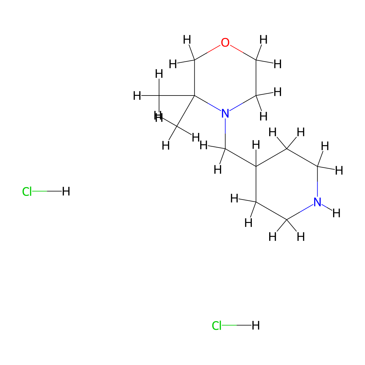 3,3-Dimethyl-4-[(piperidin-4-yl)methyl]morpholinedihydrochloride molecular structure, CAS 2613386-41-5