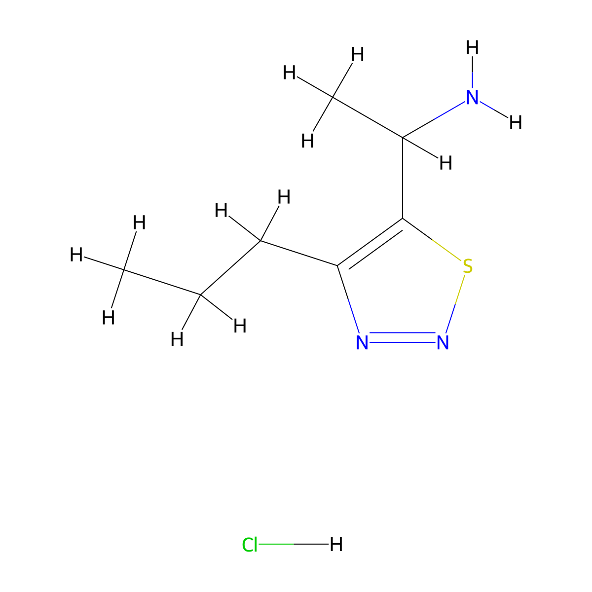 1-(4-Propyl-1,2,3-thiadiazol-5-yl)ethan-1-amine hydrochloride molecular structure, CAS 2613386-70-0