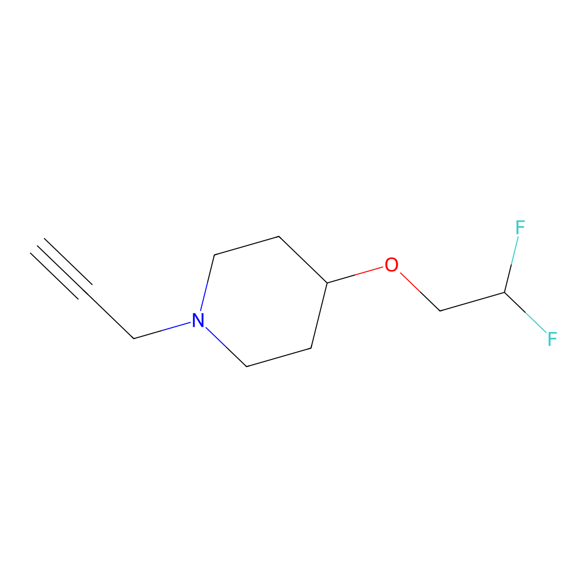 4-(2,2-Difluoroethoxy)-1-(prop-2-yn-1-yl)piperidine molecular structure, CAS 2613386-99-3