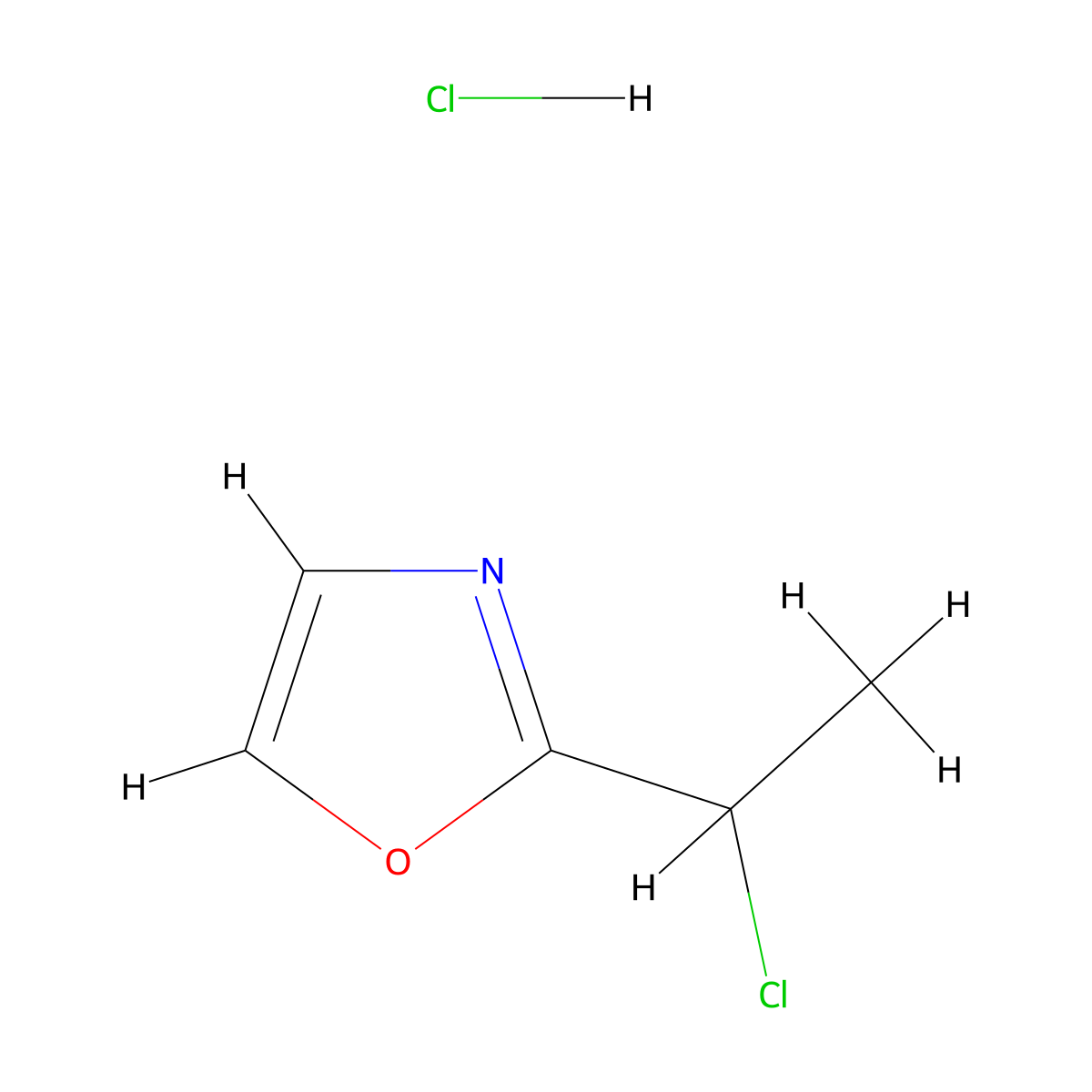 2-(1-Chloroethyl)-1,3-oxazolehydrochloride molecular structure, CAS 2613387-38-3