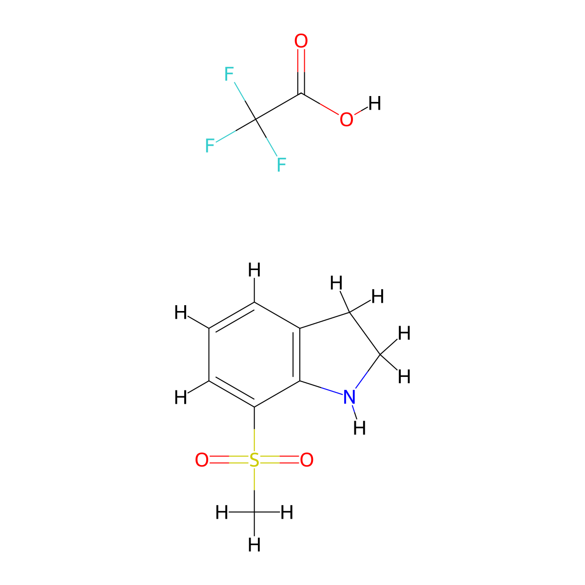 7-methanesulfonyl-2,3-dihydro-1H-indole, trifluoroacetic acid molecular structure, CAS 2613387-65-6