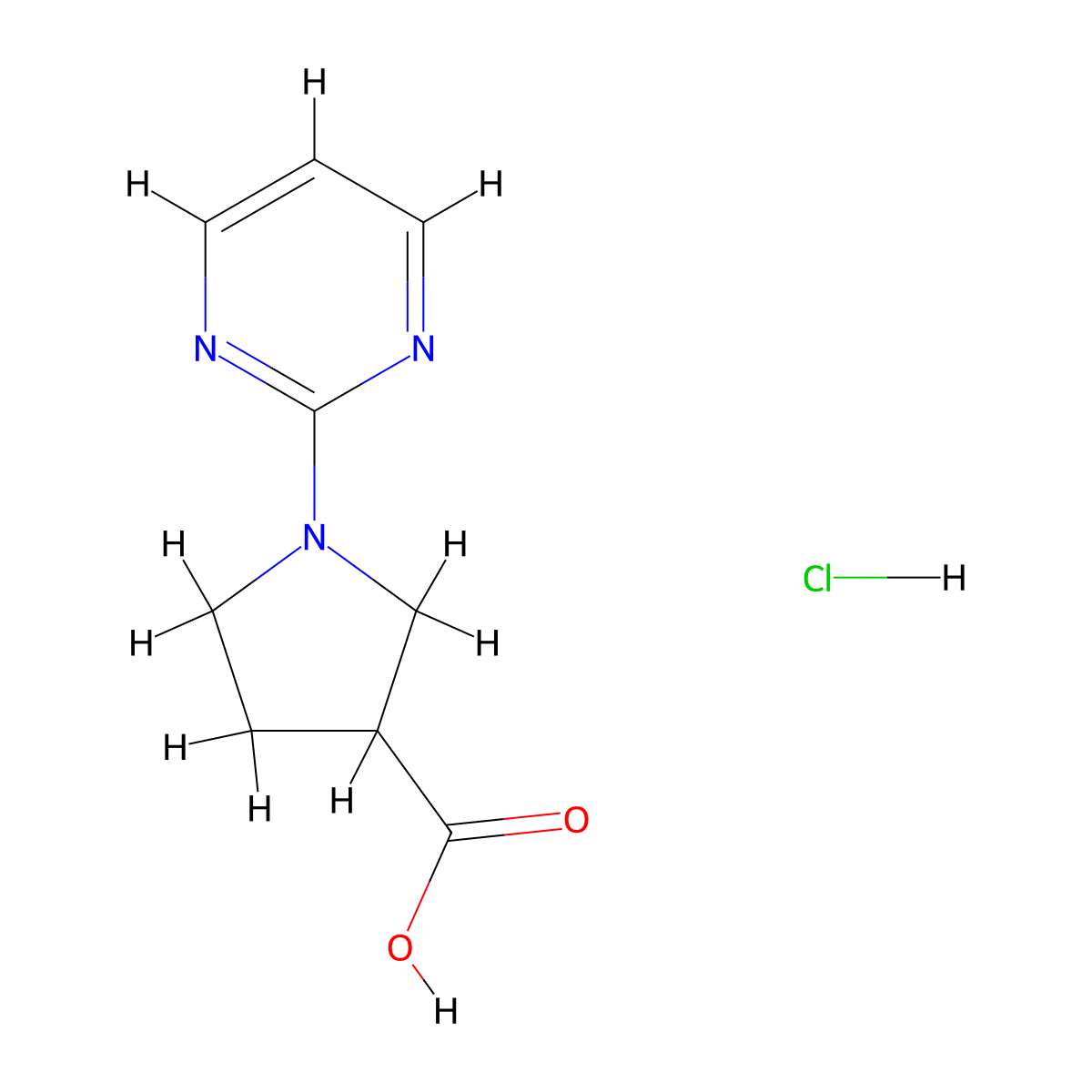 1-(Pyrimidin-2-yl)pyrrolidine-3-carboxylicacidhydrochloride molecular structure, CAS 2613387-70-3