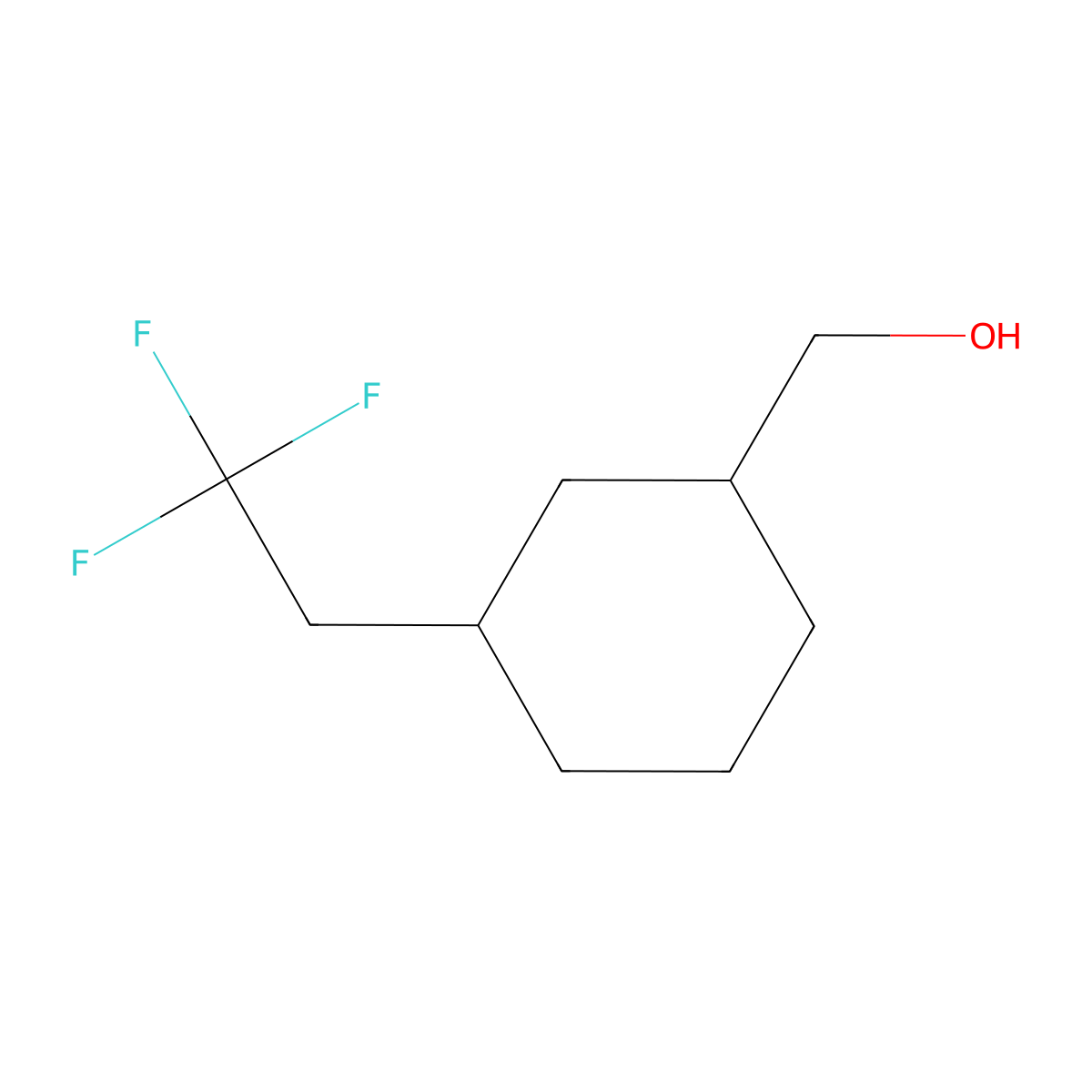 [3-(2,2,2-trifluoroethyl)cyclohexyl]methanol,Mixtureofdiastereomers molecular structure, CAS 2613387-85-0