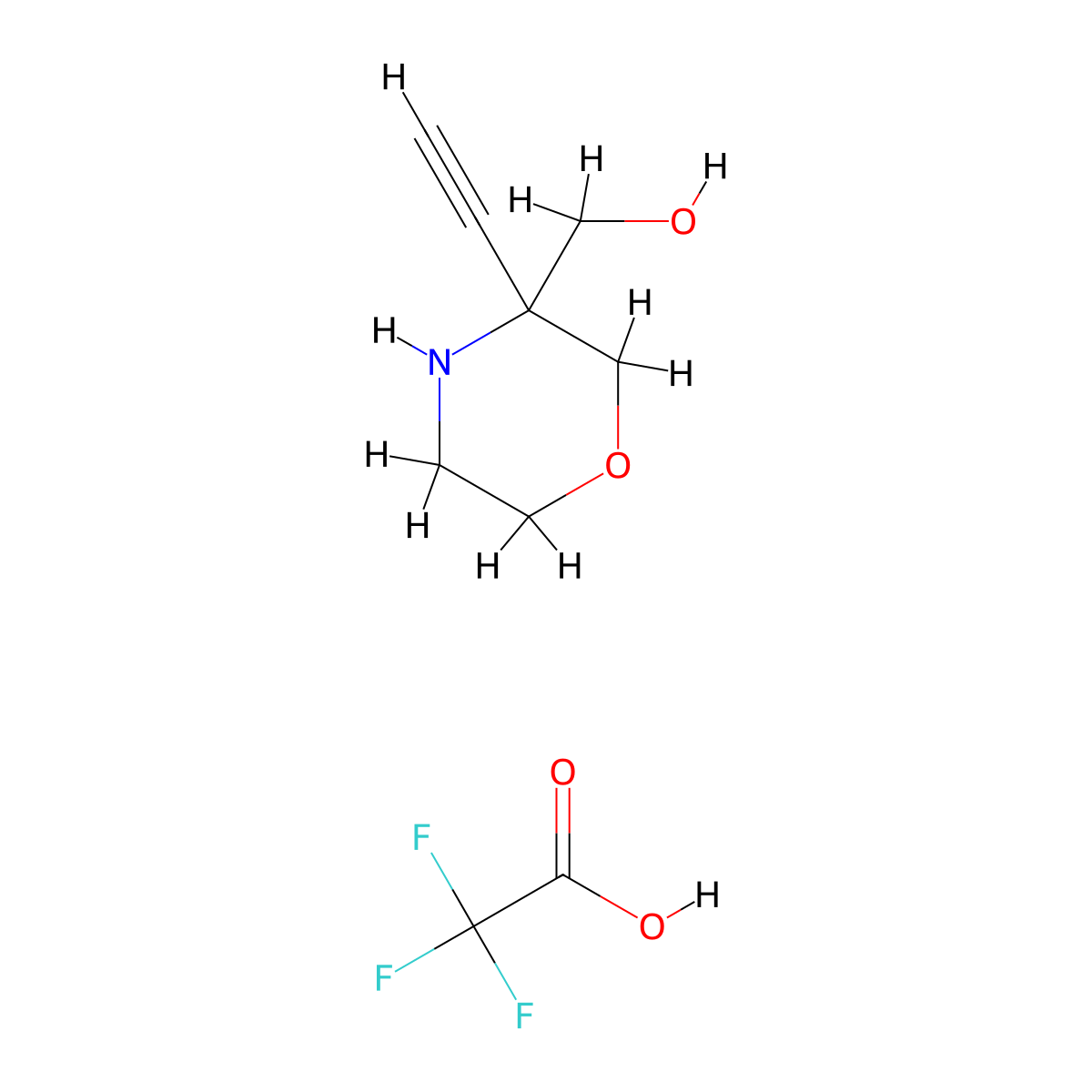 (3-Ethynylmorpholin-3-yl)methanol,trifluoroaceticacid molecular structure, CAS 2613387-87-2