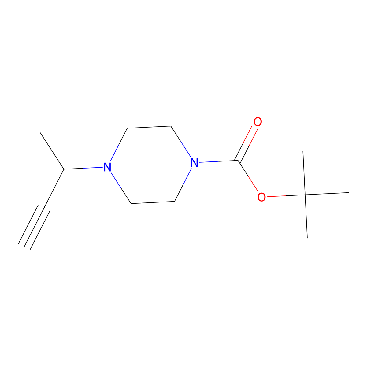 Tert-butyl4-(but-3-yn-2-yl)piperazine-1-carboxylate molecular structure, CAS 2613388-08-0