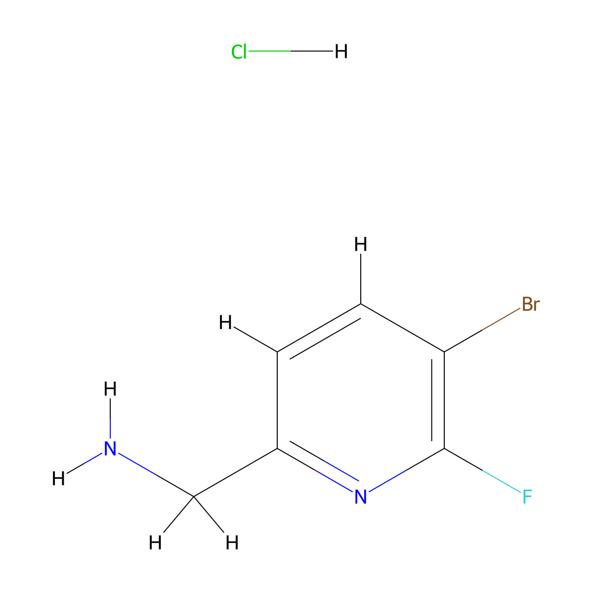 (5-Bromo-6-fluoropyridin-2-yl)methanamine hydrochloride molecular structure, CAS 2613388-54-6