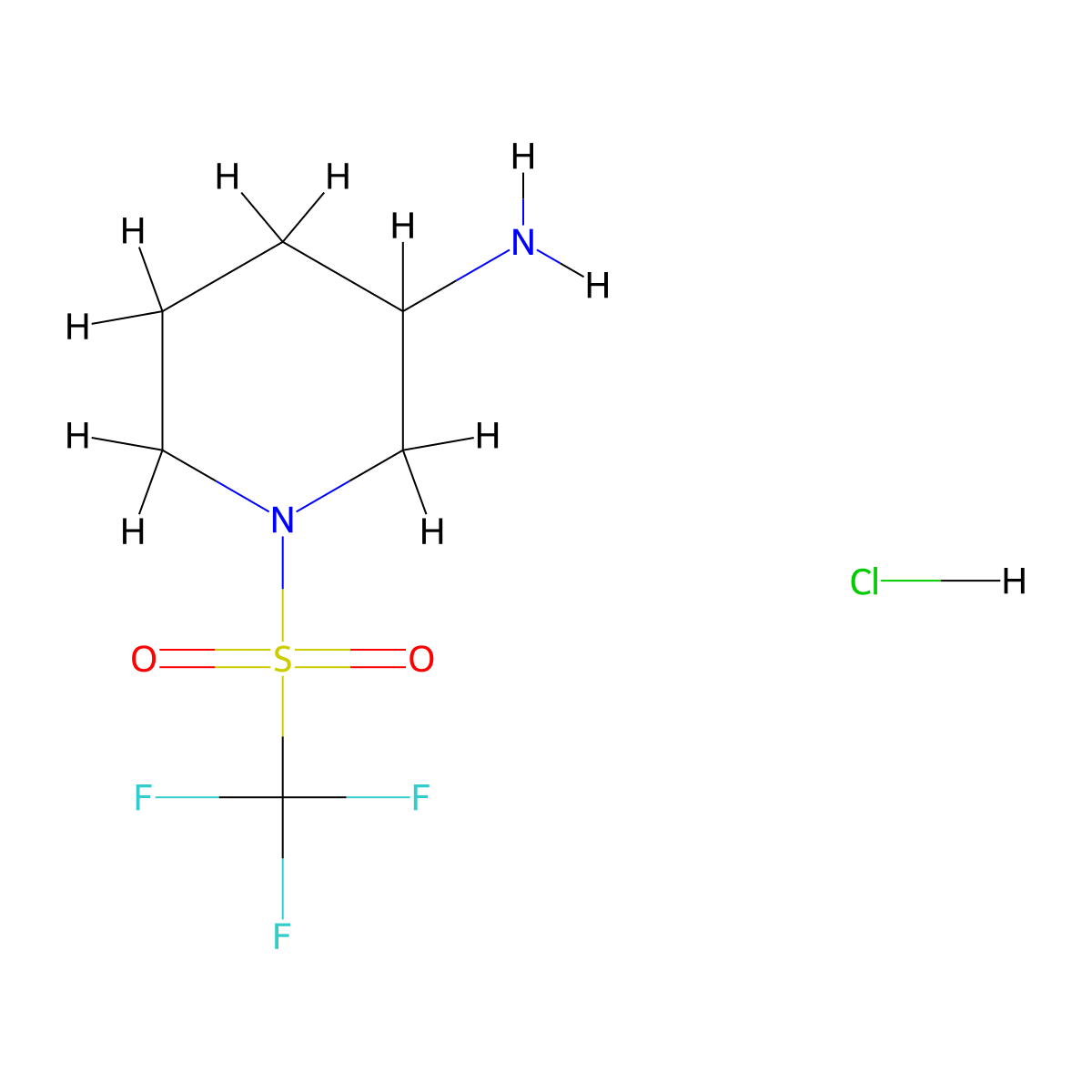 1-Trifluoromethanesulfonylpiperidin-3-aminehydrochloride molecular structure, CAS 2613388-58-0
