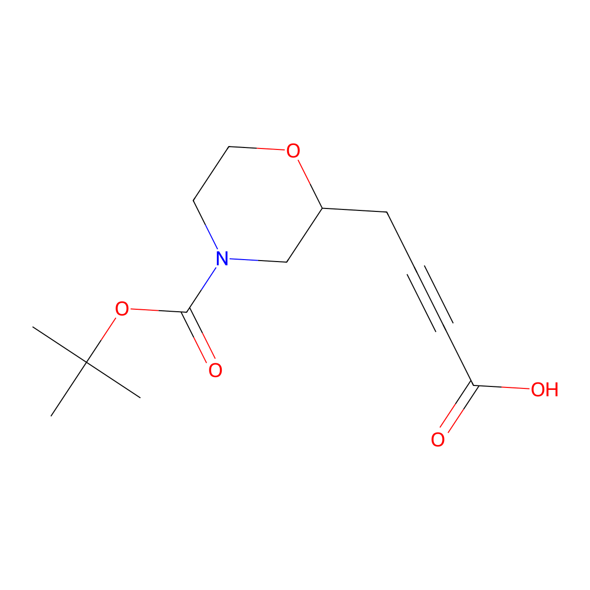 4-{4-[(Tert-butoxy)carbonyl]morpholin-2-yl}but-2-ynoic acid molecular structure, CAS 2613388-76-2
