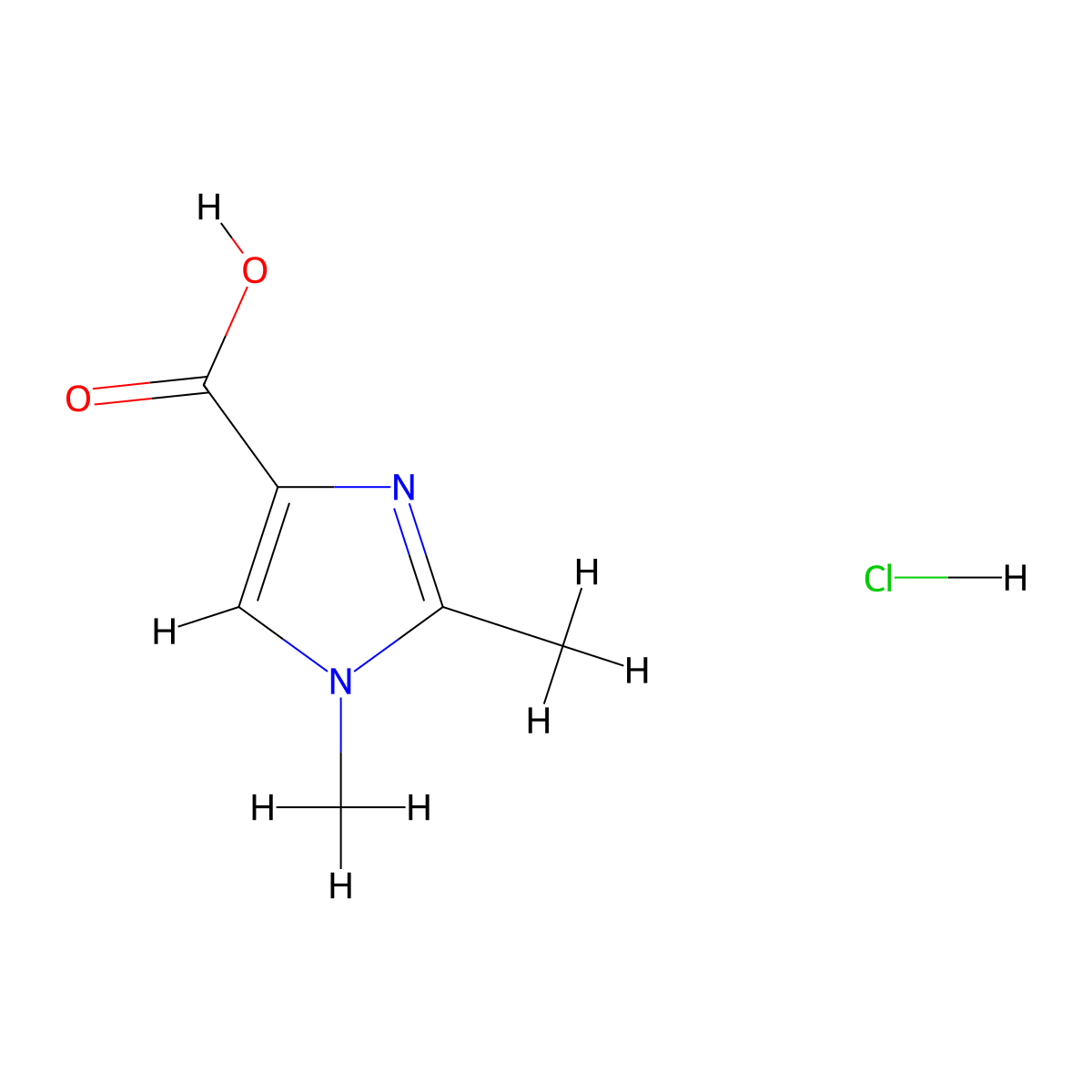 1,2-dimethyl-1H-imidazole-4-carboxylic acid hydrochloride molecular structure, CAS 2613388-78-4
