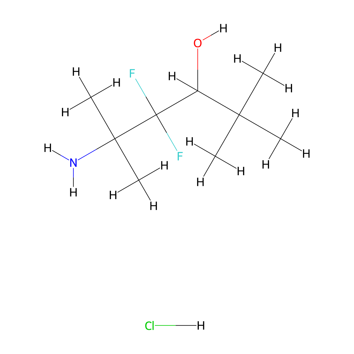 5-Amino-4,4-difluoro-2,2,5-trimethylhexan-3-ol hydrochloride molecular structure, CAS 2613388-87-5