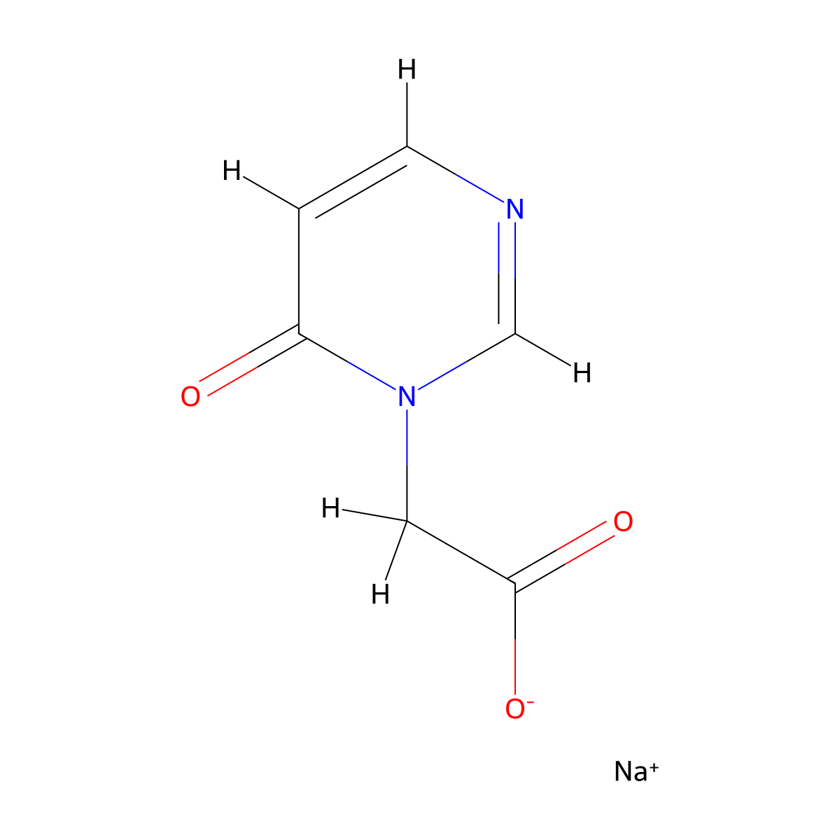 Sodium 2-(6-oxo-1,6-dihydropyrimidin-1-yl)acetate molecular structure, CAS 2613388-89-7
