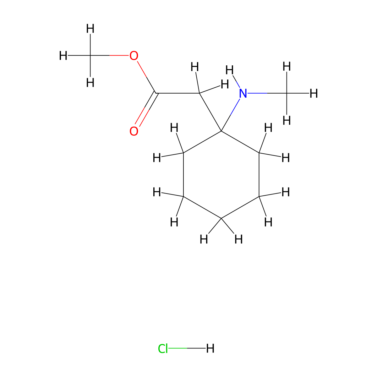 Methyl 2-(1-(methylamino)cyclohexyl)acetate hydrochloride molecular structure, CAS 2613389-25-4
