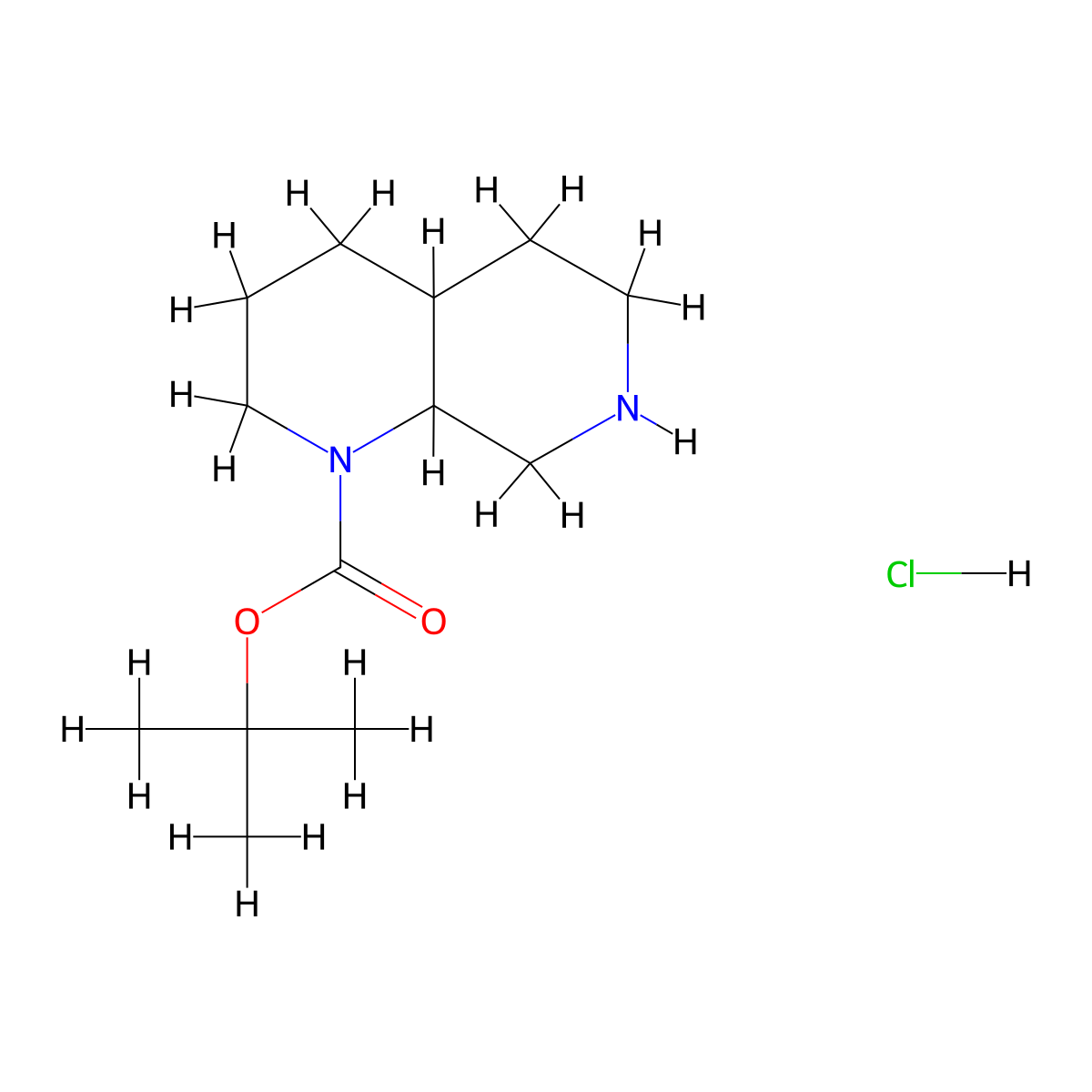 tert-butyl decahydro-1,7-naphthyridine-1-carboxylate hydrochloride, Mixture of diastereomers molecular structure, CAS 2613389-58-3