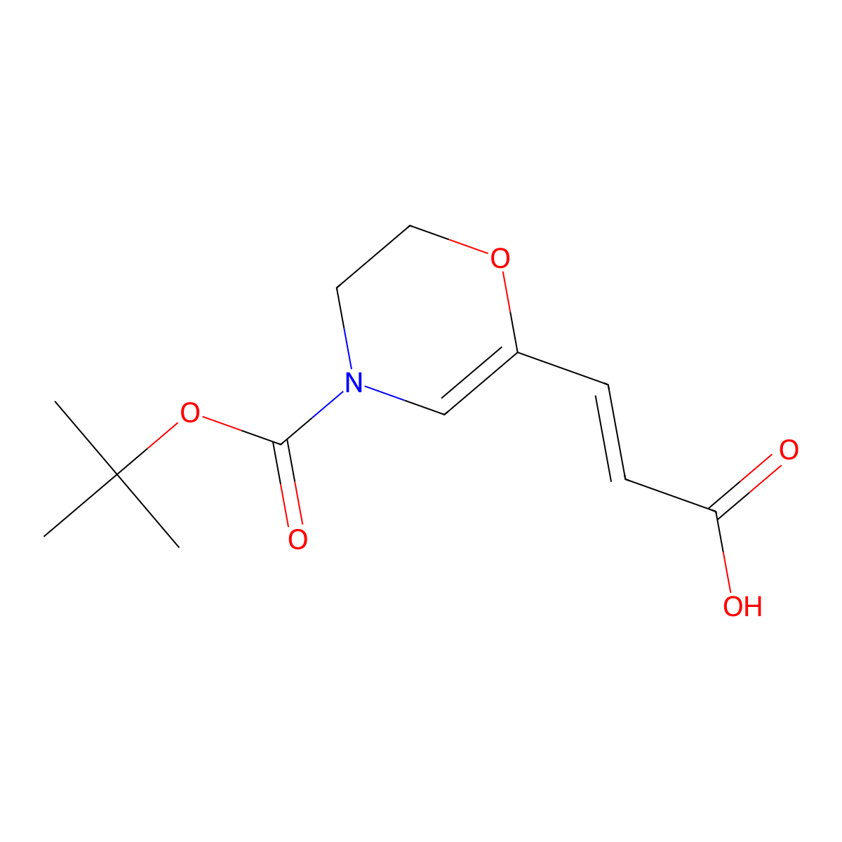 (2E)-3-{4-[(tert-butoxy)carbonyl]-3,4-dihydro-2H-1,4-oxazin-6-yl}prop-2-enoicacid molecular structure, CAS 2613422-96-9