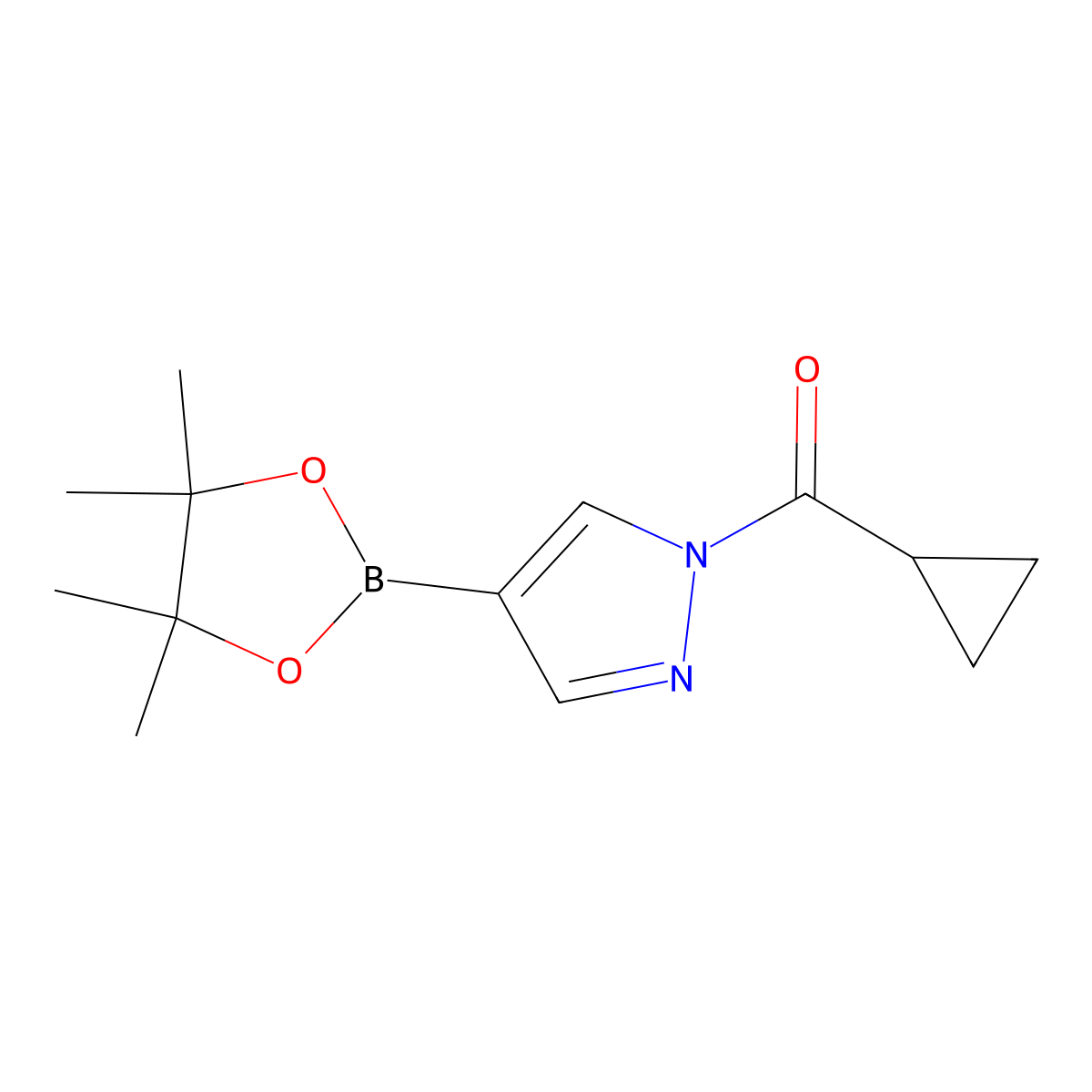 Cyclopropyl(4-(4,4,5,5-tetramethyl-1,3,2-dioxaborolan-2-YL)-1H-pyrazol-1-YL)methanone molecular structure, CAS 2613434-30-1
