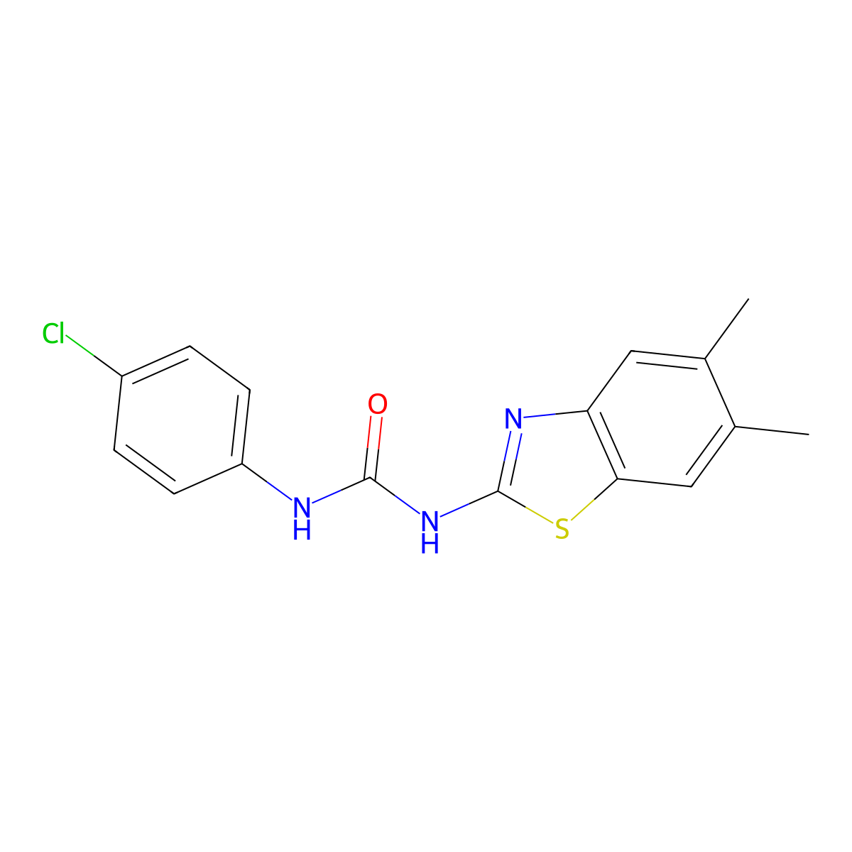 1-(4-Chlorophenyl)-3-(5,6-dimethyl-1,3-benzothiazol-2-yl)urea molecular structure, CAS 26135-37-5