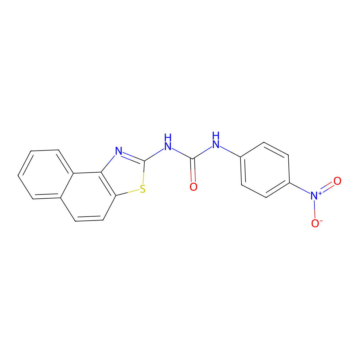 1-Benzo[e][1,3]benzothiazol-2-yl-3-(4-nitrophenyl)urea molecular structure, CAS 26135-57-9
