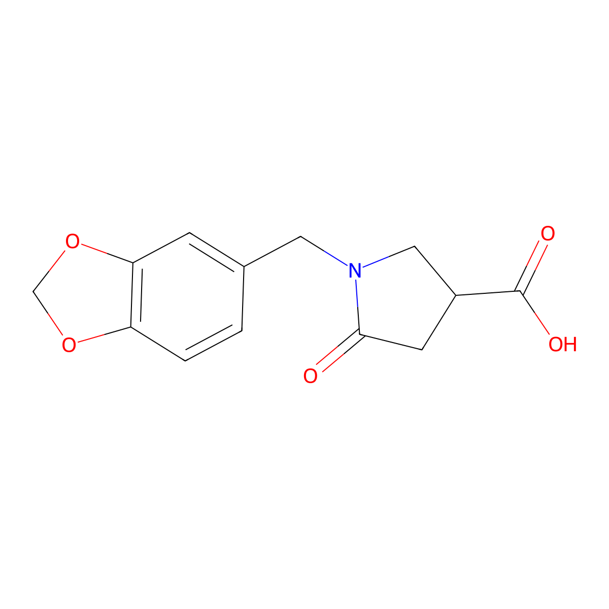 1-(1,3-Benzodioxol-5-ylmethyl)-5-oxopyrrolidine-3-carboxylic acid molecular structure, CAS 261363-49-9