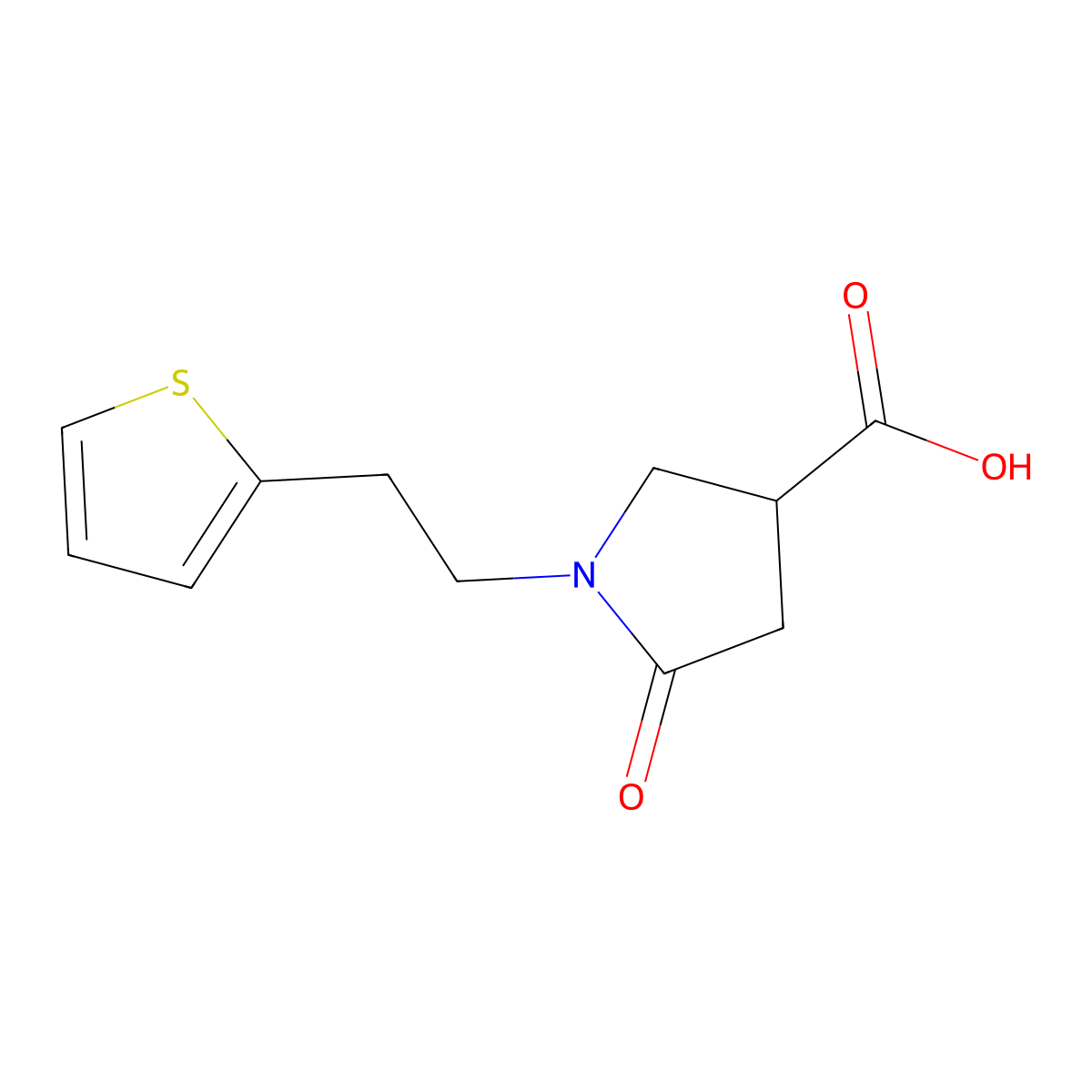 5-Oxo-1-[2-(2-thienyl)ethyl]pyrrolidine-3-carboxylic acid molecular structure, CAS 261363-53-5