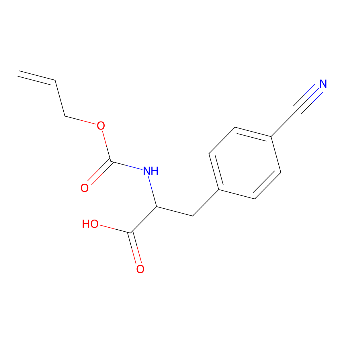 (2S)-3-(4-cyanophenyl)-2-{[(prop-2-en-1-yloxy)carbonyl]amino}propanoic acid molecular structure, CAS 261373-98-2
