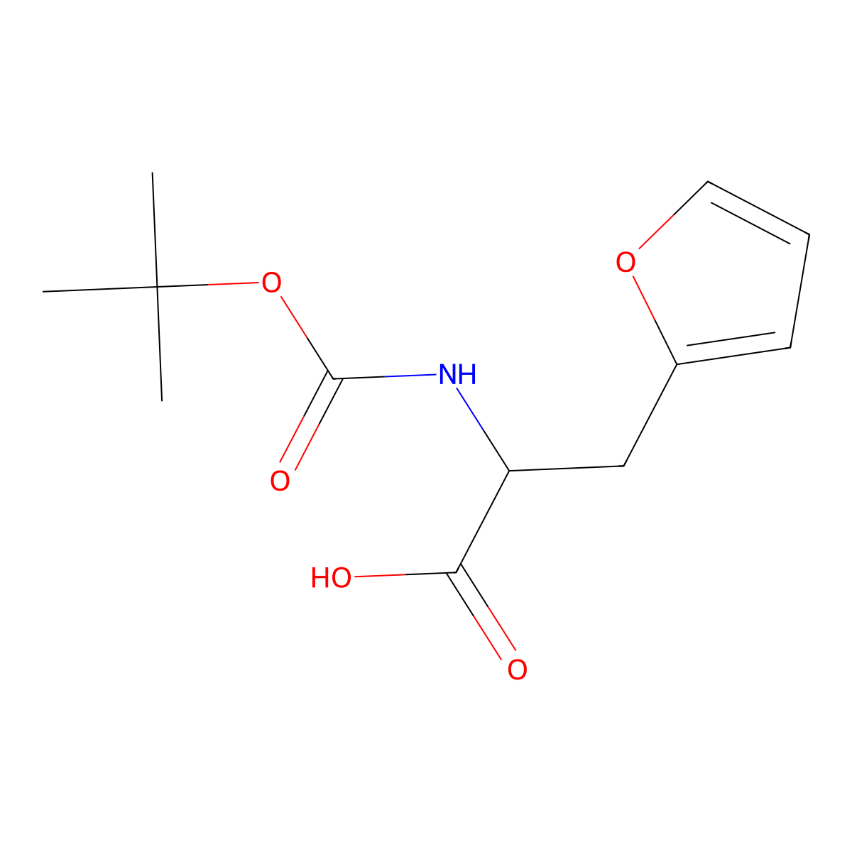 (R)-2-((tert-Butoxycarbonyl)amino)-3-(furan-2-yl)propanoic acid molecular structure, CAS 261380-18-1