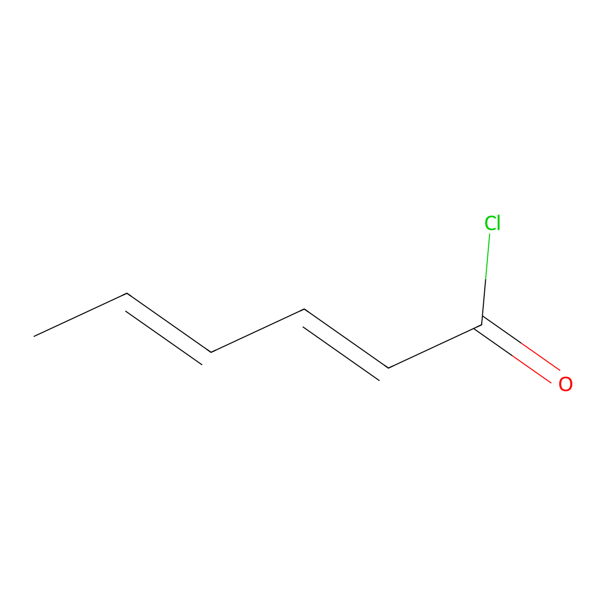 (2E,4E)-hexa-2,4-dienoyl chloride molecular structure, CAS 2614-88-2