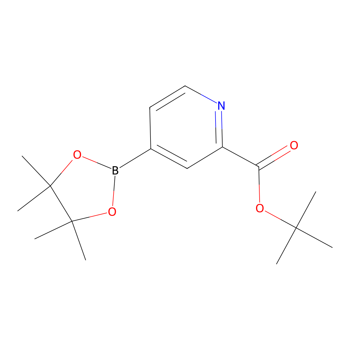 Tert-butyl 4-(4,4,5,5-tetramethyl-1,3,2-dioxaborolan-2-YL)picolinate molecular structure, CAS 2614082-46-9