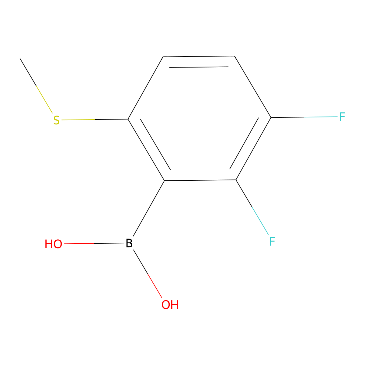 (2,3-Difluoro-6-(methylthio)phenyl)boronic acid molecular structure, CAS 2614261-99-1