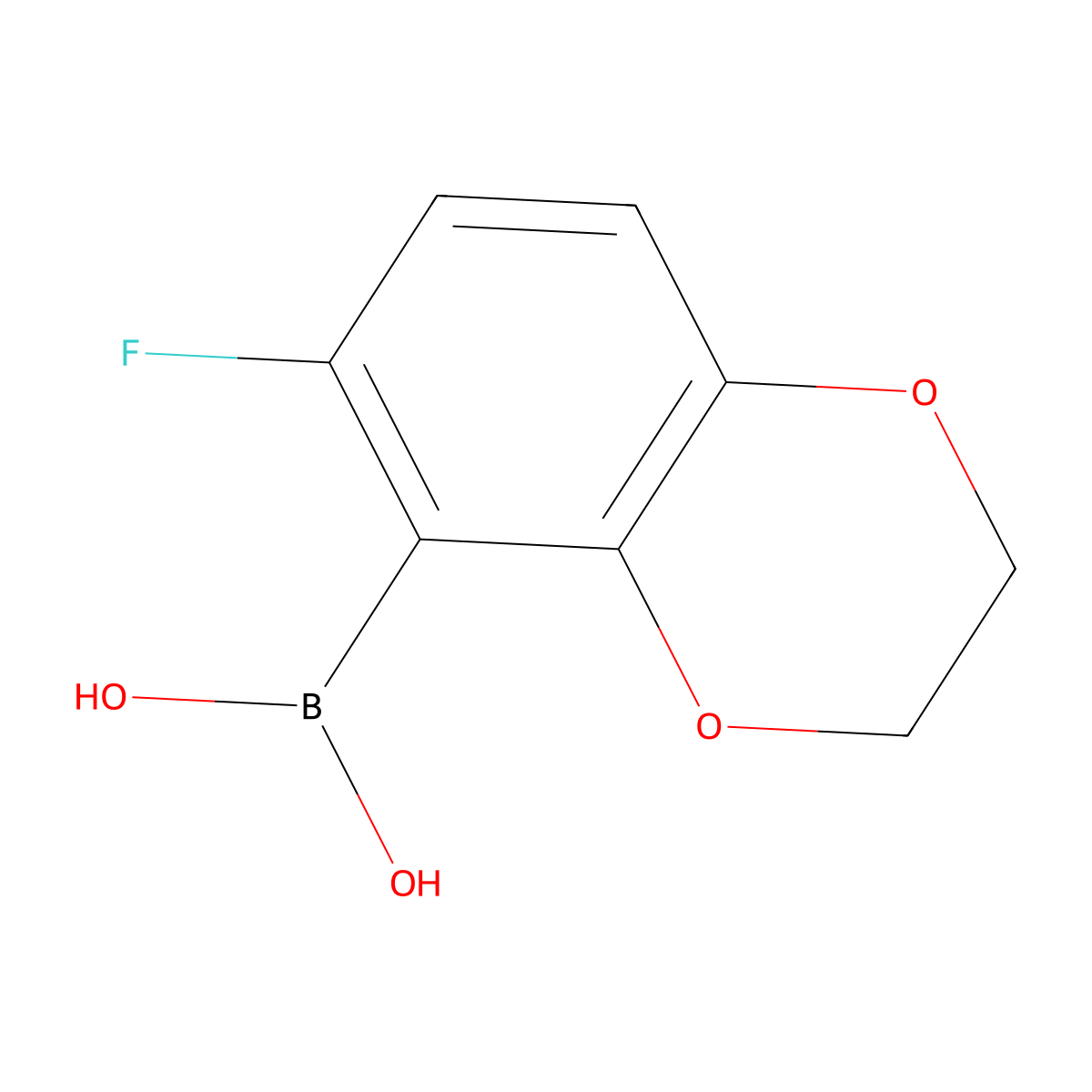 (6-Fluoro-2,3-dihydro-1,4-benzodioxin-5-yl)boronic acid molecular structure, CAS 2614262-09-6