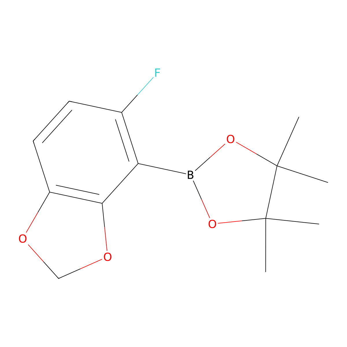 2-(5-Fluorobenzo[d][1,3]dioxol-4-yl)-4,4,5,5-tetramethyl-1,3,2-dioxaborolane molecular structure, CAS 2614262-34-7