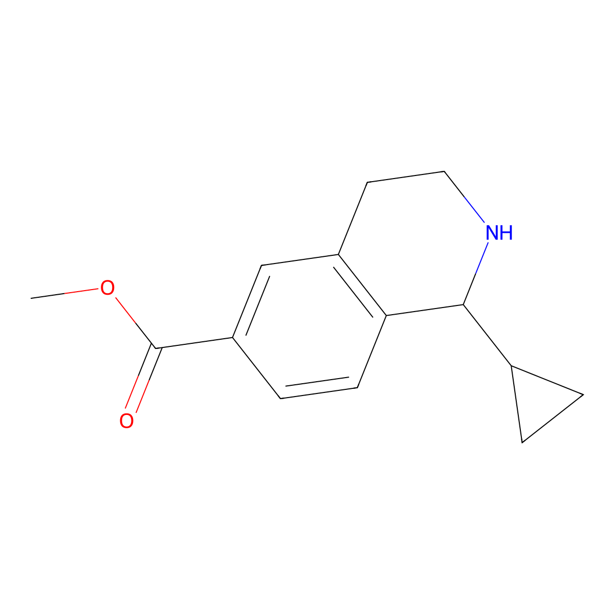 Methyl 1-cyclopropyl-1,2,3,4-tetrahydroisoquinoline-6-carboxylate molecular structure, CAS 2614264-02-5