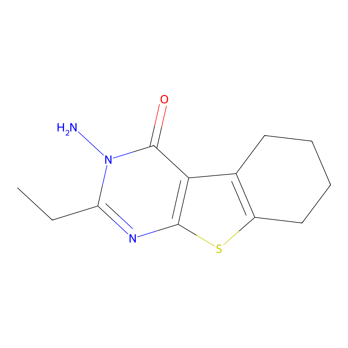 3-amino-2-ethyl-5,6,7,8-tetrahydro[1]benzothieno[2,3-d]pyrimidin-4(3H)-one molecular structure, CAS 261504-52-3