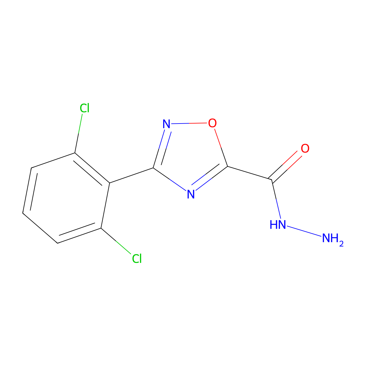 3-(2,6-Dichlorophenyl)-1,2,4-oxadiazole-5-carbohydrazide molecular structure, CAS 261510-85-4