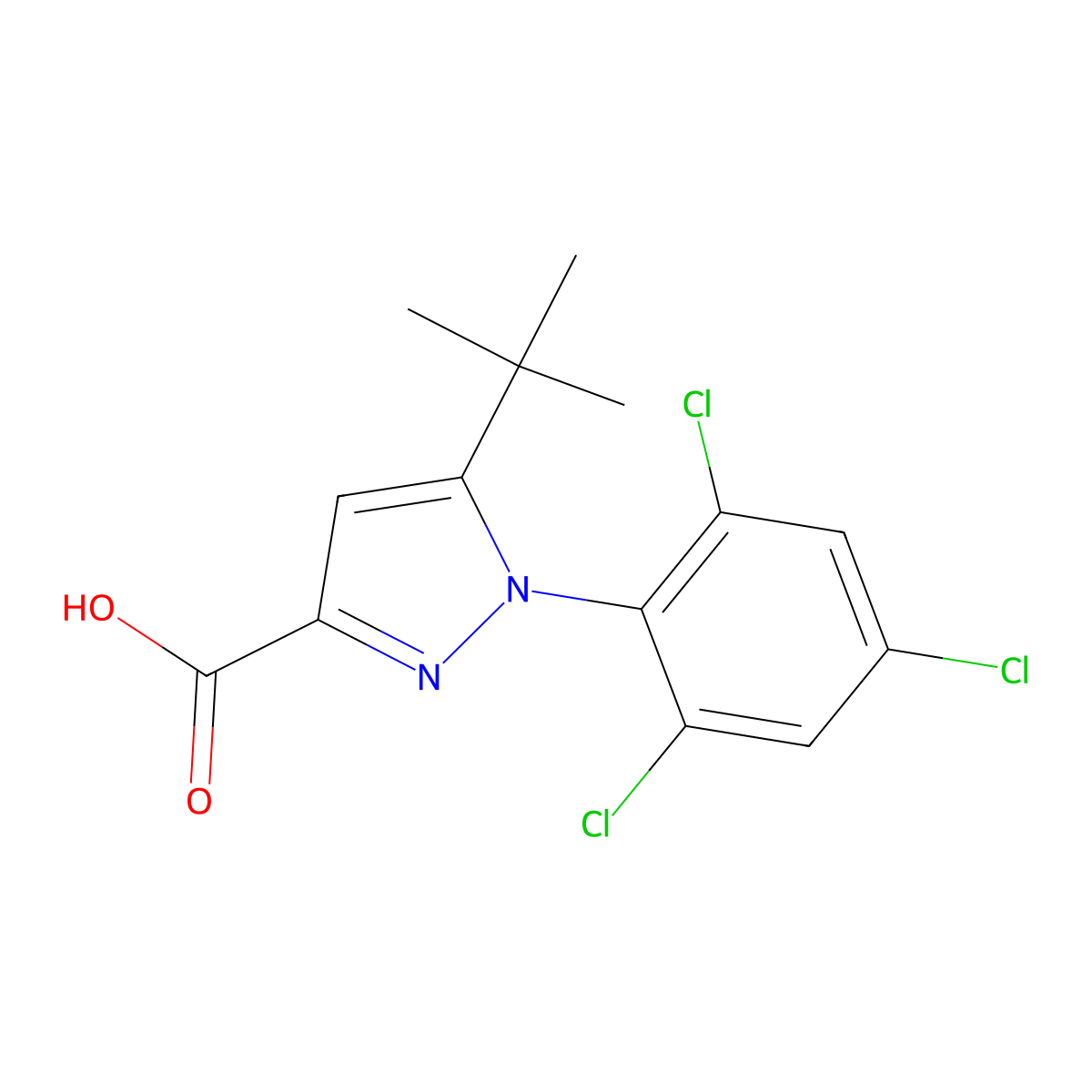 5-(tert-Butyl)-1-(2,4,6-trichlorophenyl)-1H-pyrazole-3-carboxylic acid molecular structure, CAS 261510-86-5