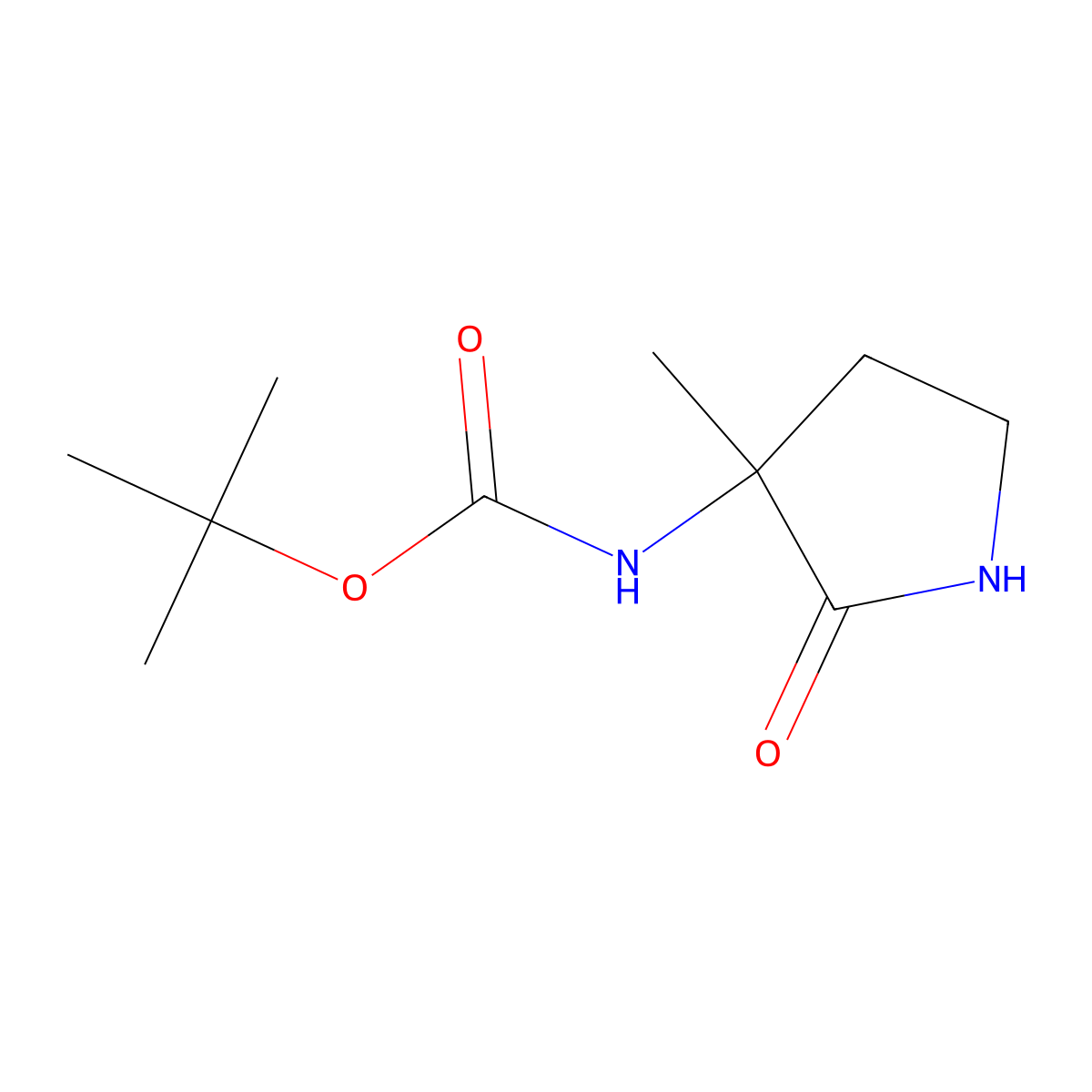 tert-butyl N-[(3S)-3-methyl-2-oxopyrrolidin-3-yl]carbamate molecular structure, CAS 261521-49-7