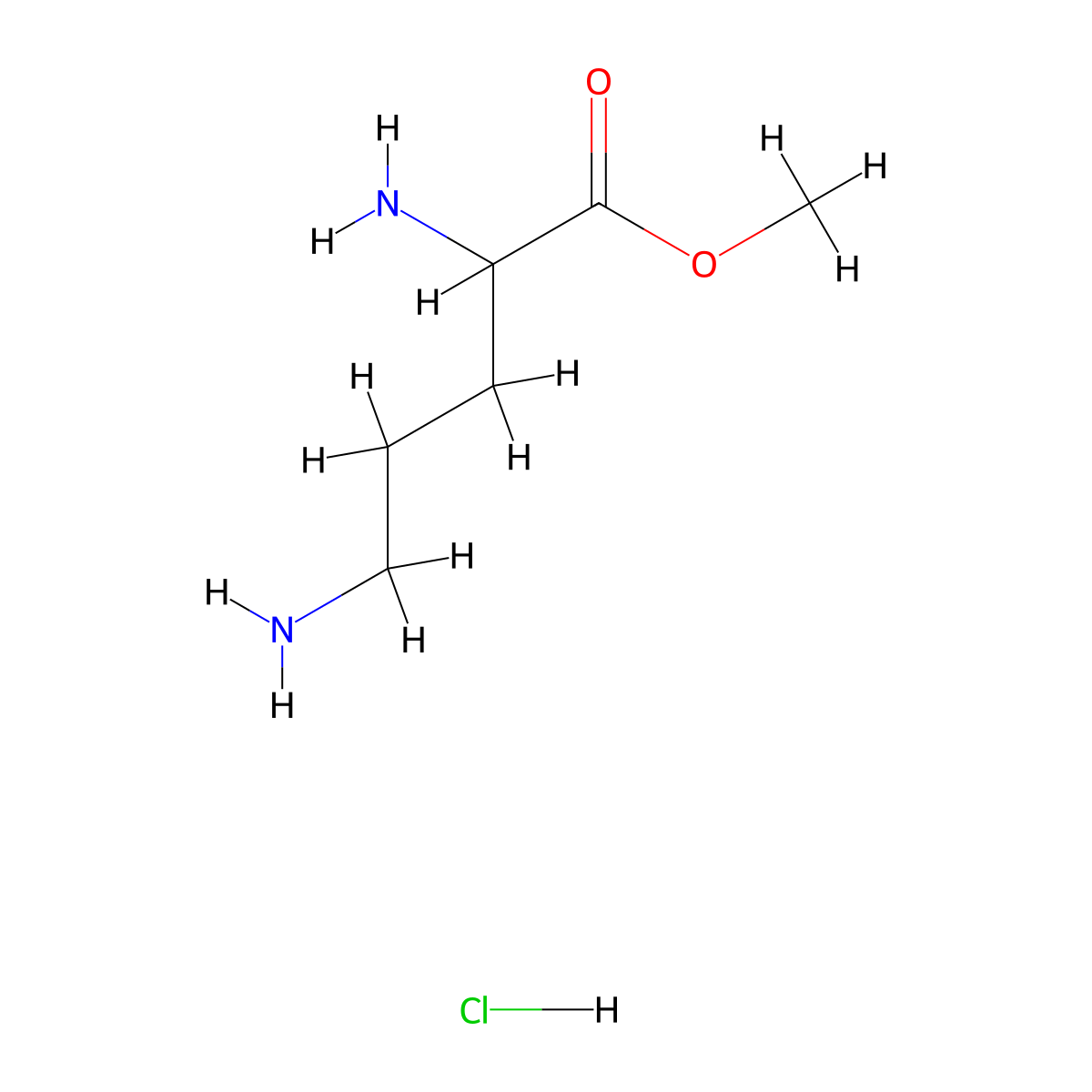 Methyl 2,5-diaminopentanoate hydrochloride molecular structure, CAS 261522-14-9