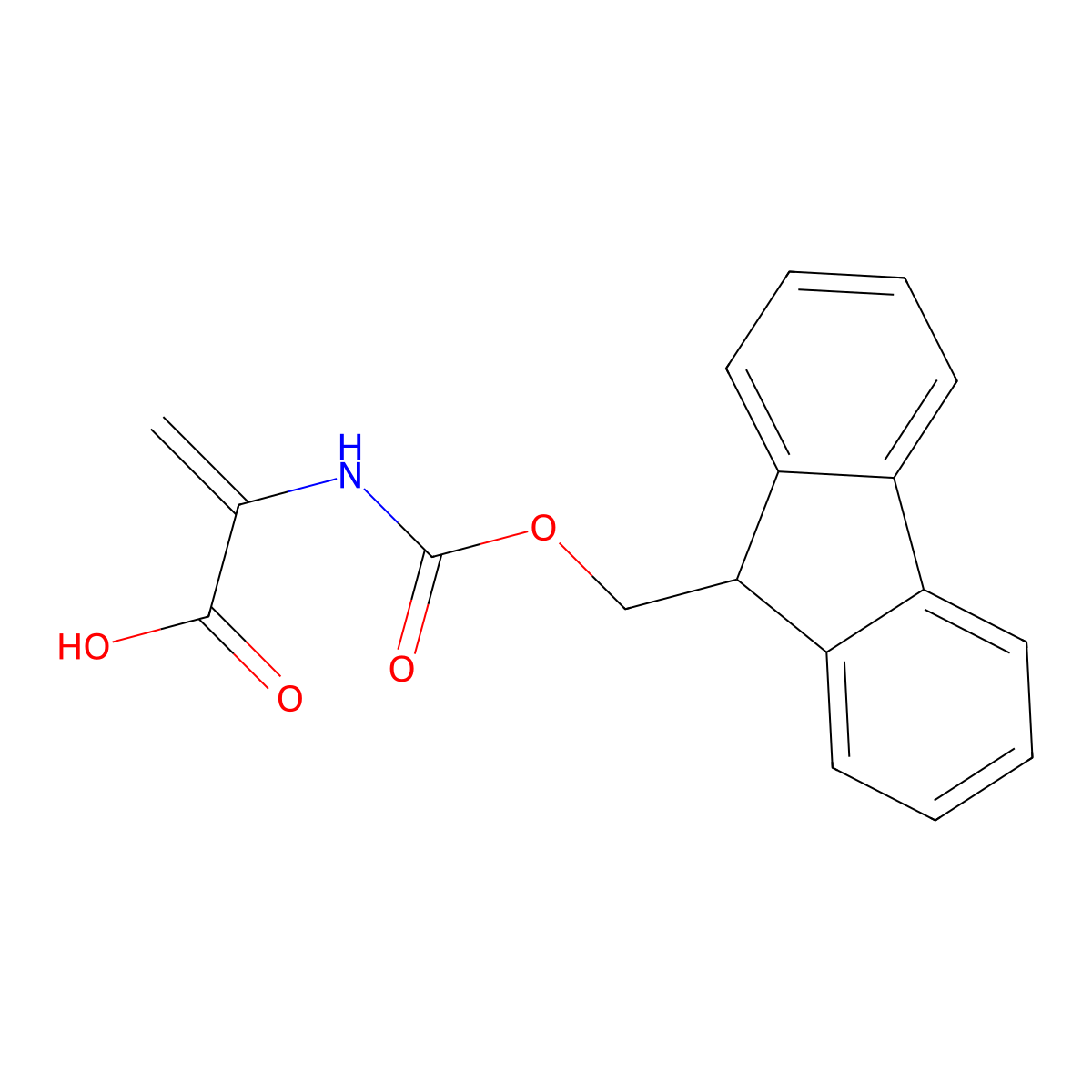 2-((((9H-Fluoren-9-yl)methoxy)carbonyl)amino)acrylic acid molecular structure, CAS 261522-33-2