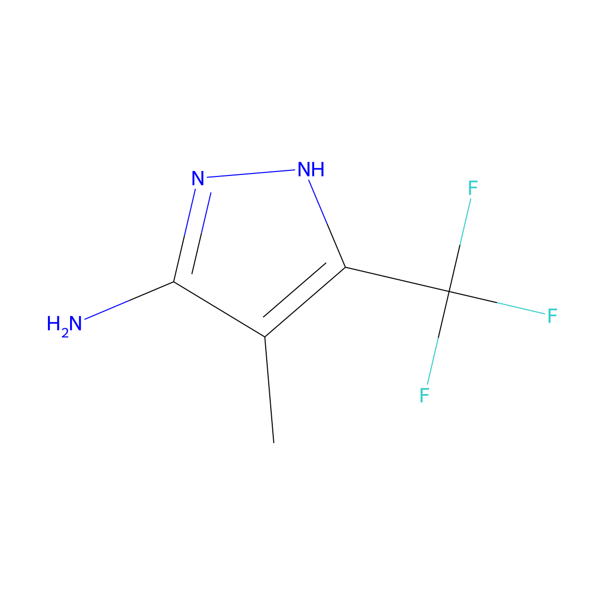 4-methyl-3-(trifluoromethyl)-1H-pyrazol-5-amine molecular structure, CAS 261528-47-6