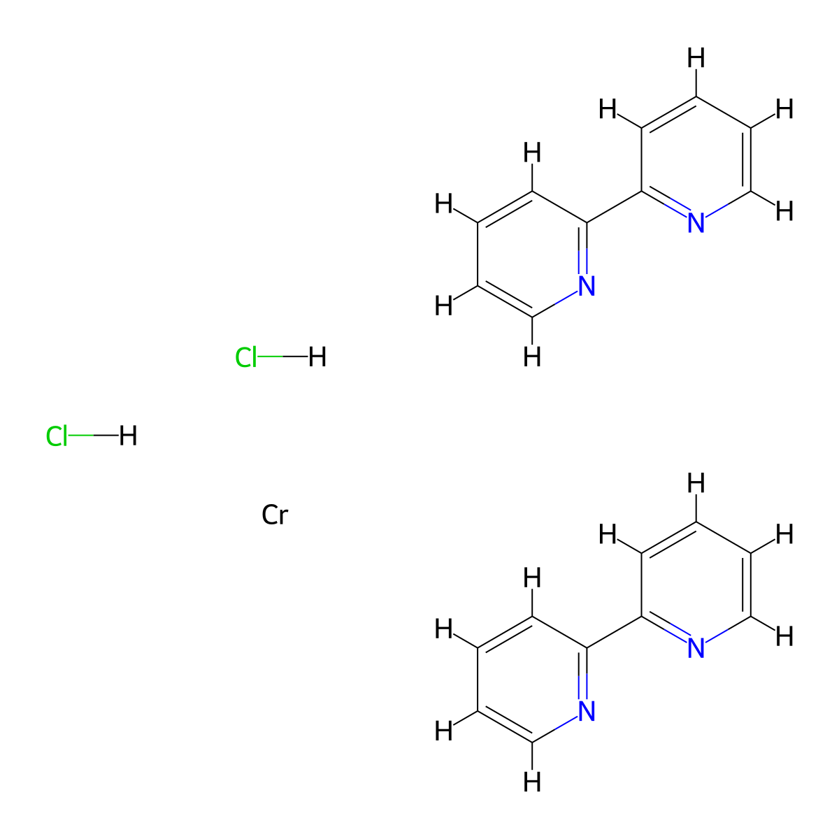 dichlorobis(2,2'-bipyridyl)chromium(III) molecular structure, CAS 26154-79-0