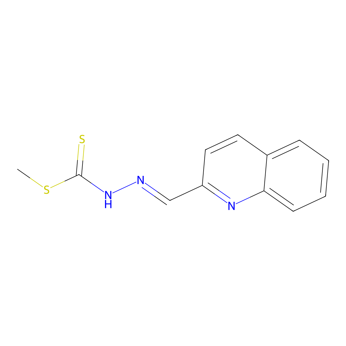 Hydrazinecarbodithioic acid, (2-quinolinylmethylene)-, methyl ester molecular structure, CAS 26155-62-4