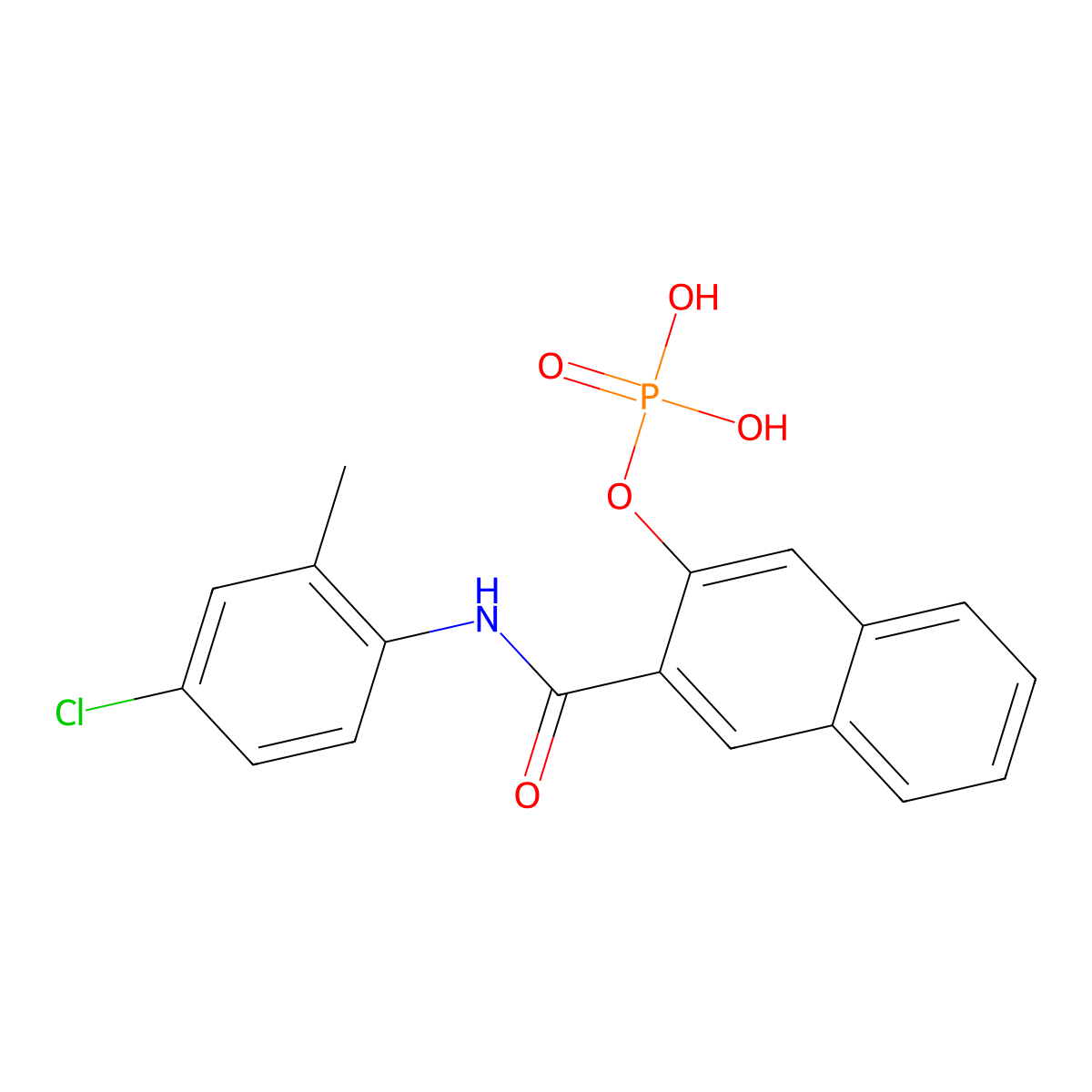 N-(4-chloro-2-methylphenyl)-3-(phosphonooxy)naphthalene-2-carboxamide molecular structure, CAS 2616-72-0
