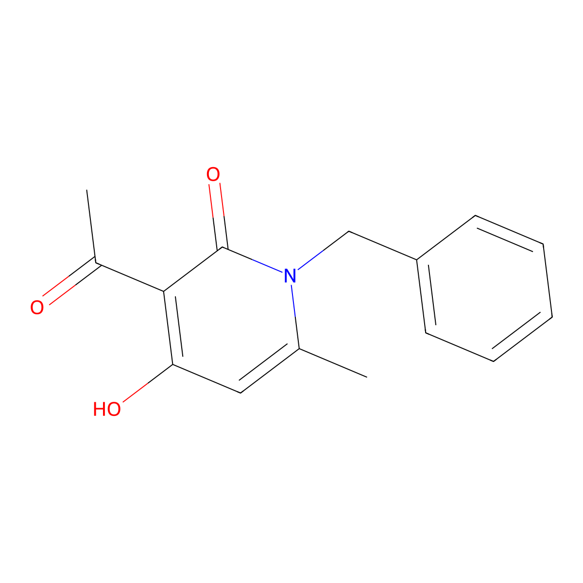 3-Acetyl-1-benzyl-4-hydroxy-6-methylpyridin-2(1H)-one molecular structure, CAS 26162-40-3