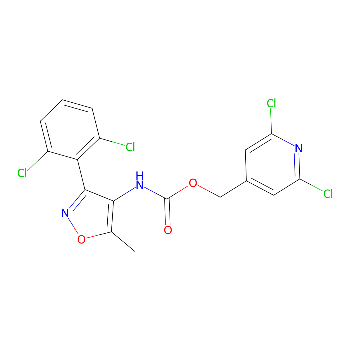 (2,6-Dichloropyridin-4-yl)methyl N-[3-(2,6-dichlorophenyl)-5-methylisoxazol-4-yl]carbamate molecular structure, CAS 261622-75-7