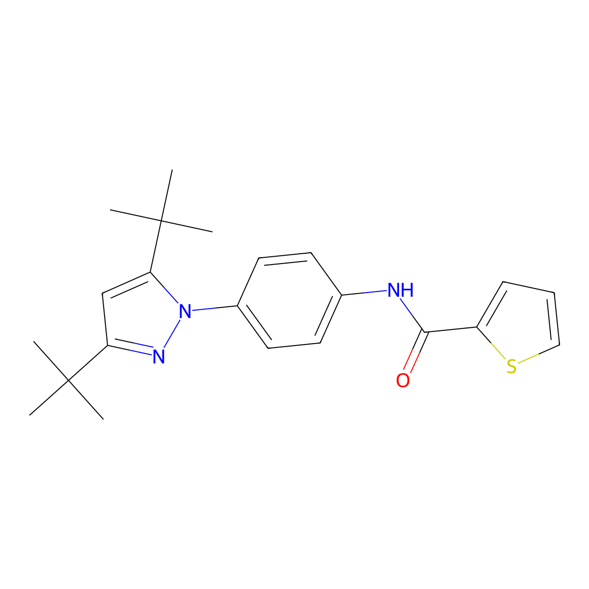 N-[4-(3,5-di-tert-butyl-1H-pyrazol-1-yl)phenyl]thiophene-2-carboxamide molecular structure, CAS 261623-53-4