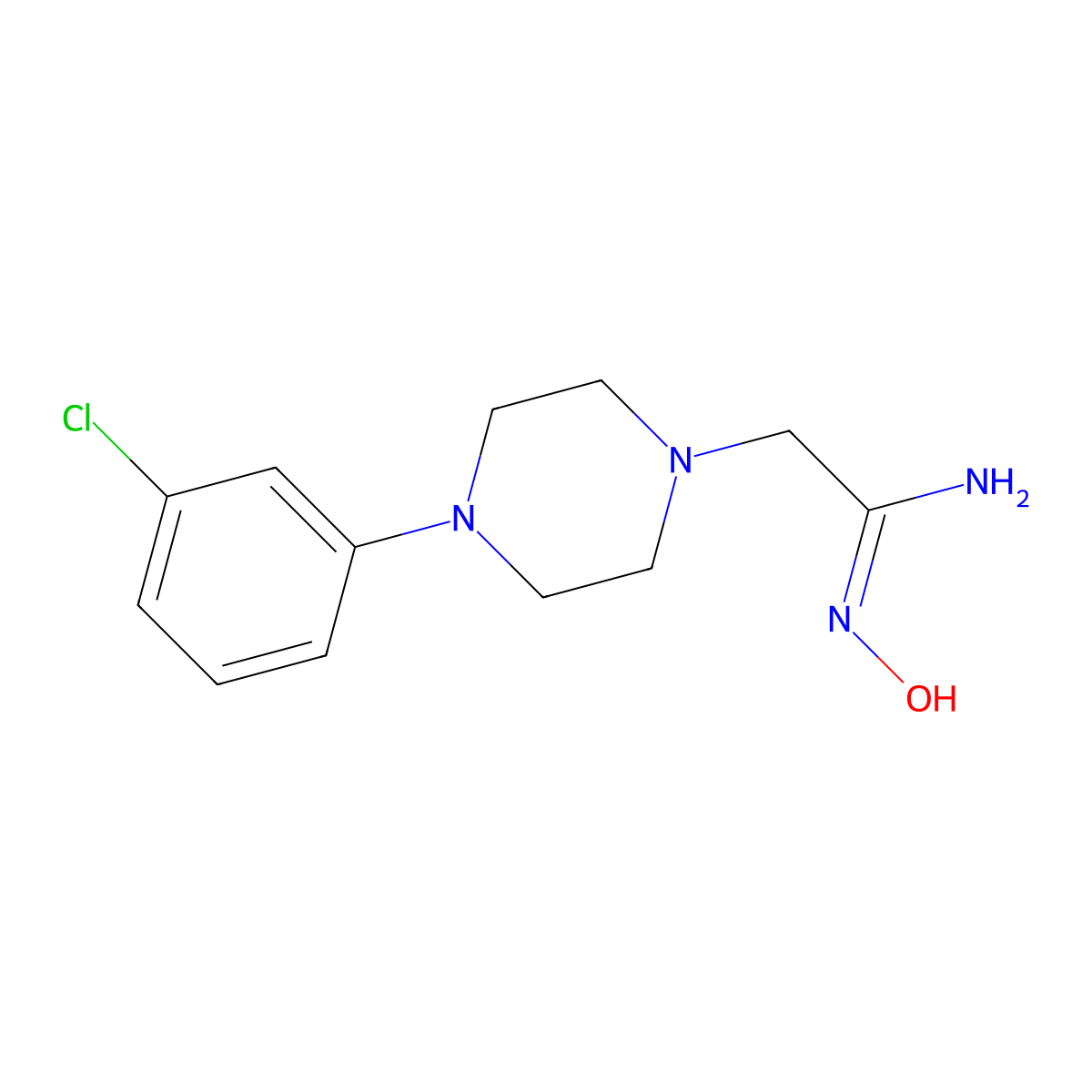 4-(3-Chlorophenyl)-1-Piperazineacetamidoxime molecular structure, CAS 261623-65-8