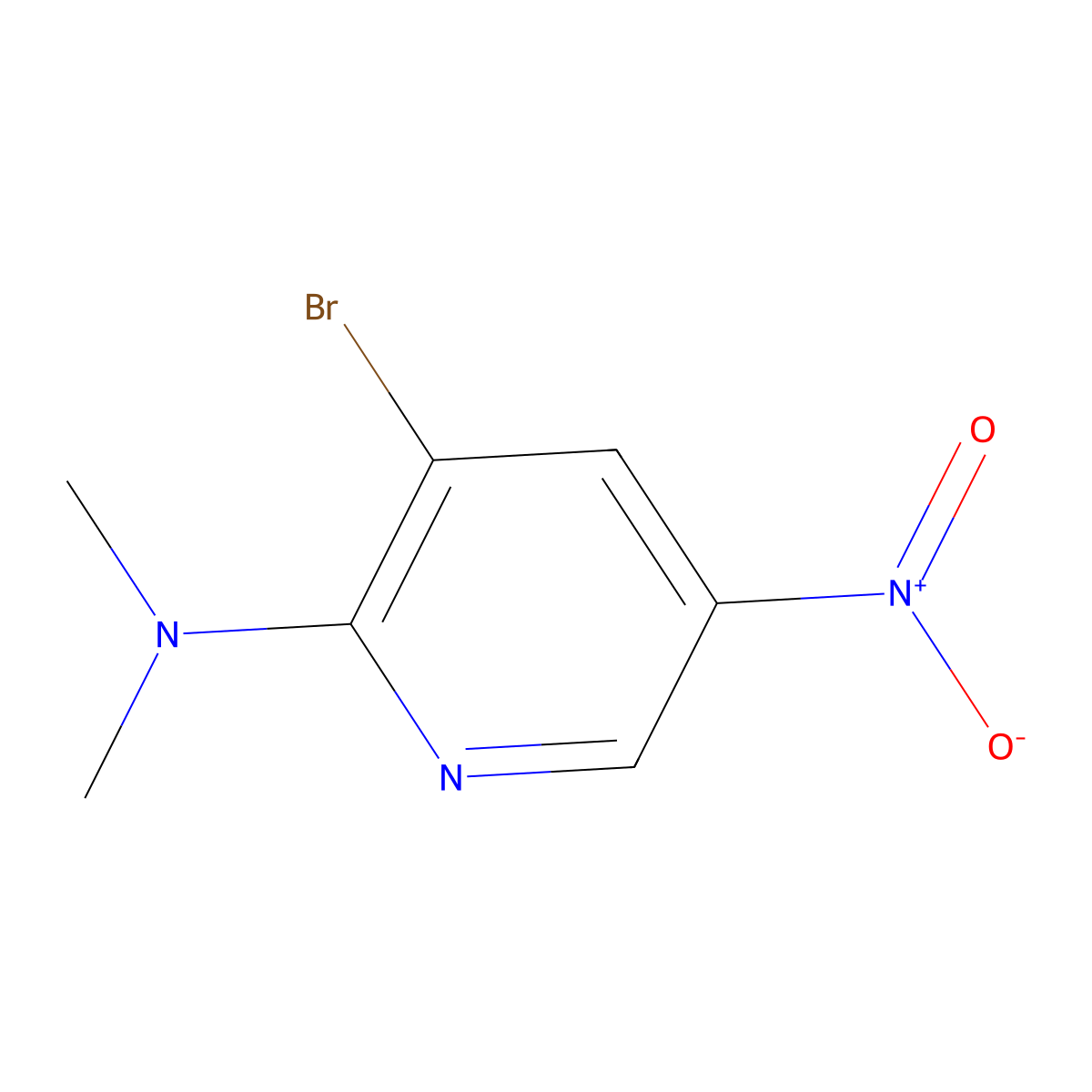 3-bromo-N,N-dimethyl-5-nitropyridin-2-amine molecular structure, CAS 26163-05-3